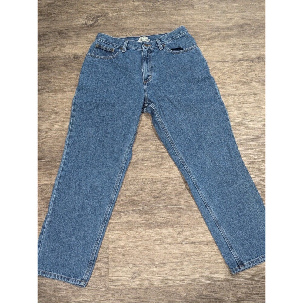 LL Bean Jeans Womens 10 Blue Denim Cotton Relaxed High Rise Five Pockets